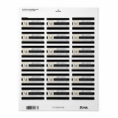 上品なトレンディー白黒ストライプズモノグラム結婚ズ ラベル (フルシート)