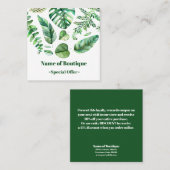 上品なトロピカル葉ホテルブティック割引クーポン 割引カード (正面/裏面)