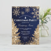 上品なネイビーゴールドグリッター法人クリスマスパーティー 招待状 (スタンド正面)