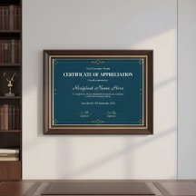 上品なネイビーゴールド感謝証明書 デシ