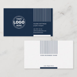 上品なネイビーブルーミニマル企業のリスト 名刺