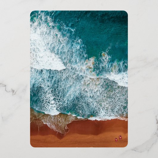 上品なネイビーブルー沿岸結婚のフォイル招待状 箔招待状 (裏面)