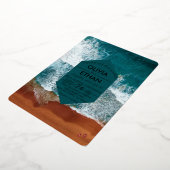 上品なネイビーブルー沿岸結婚のフォイル招待状 箔招待状 (回転した状態)