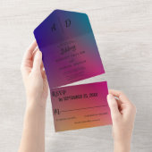 上品なネオンカラーシックなオールインワンウェディング招待 オールインワン招待状 (貼ってはがせる)