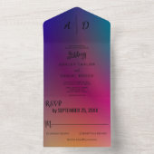 上品なネオンカラーシックなオールインワンウェディング招待 オールインワン招待状 (内側)