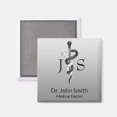 上品なノーブルアスクレピウス医療エレガント白黒 マグネット (正面/裏面)