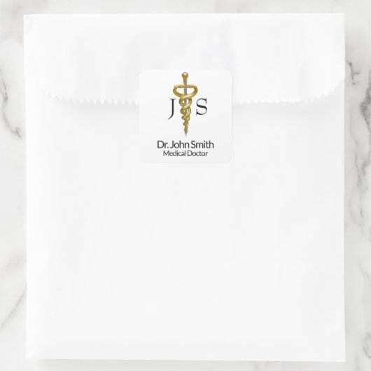 上品なノーブルエレガント医療金ゴールドシルバーアスクレピオス スクエアシール (バッグ)