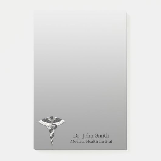 上品なノーブルカドゥセウス医療エレガント白黒 ポストイット (正面)