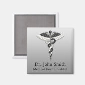 上品なノーブルメディカルカドゥセウスエレガント白黒 マグネット (正面/裏面)