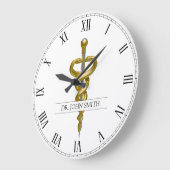 上品なノーブル医療アスクレピオスエレガント金ゴールドシルバー ラージ壁時計 (傾斜)