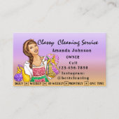 上品なハウスクリーニングサービスメイドパープルグラデーション 名刺 (正面)