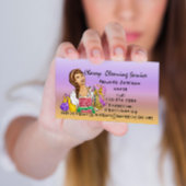 上品なハウスクリーニングサービスメイドパープルグラデーション 名刺