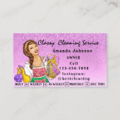 上品なハウスクリーニングサービスメイドパープルグリット 名刺 (正面)