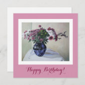 上品なハッピーバースデーかわいらしピンクの花素晴らしの芸術 (正面/裏面)