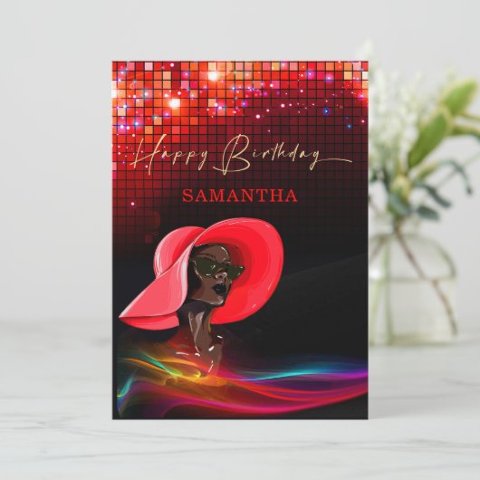 上品なハッピーバースデーアフリカ系アメリカ人女性 案内状 (スタンド正面)