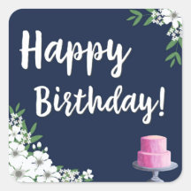 上品なハッピーバースデーホワイトフローラとケーキ