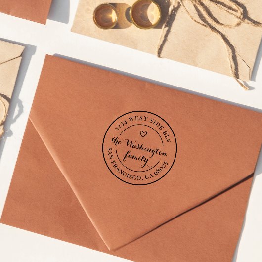 上品なハートロゴファミリー名ラウンド差出人住所 セルフインキングスタンプ