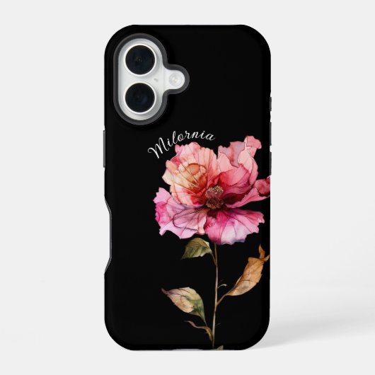 上品なバラのデザイン 名前入り  iPhone 16ケース (裏面)