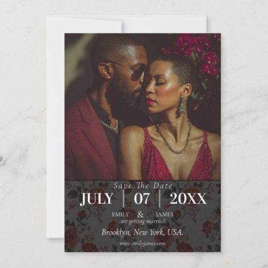 上品なバラフラワー春の結婚式日付の保存 (正面)