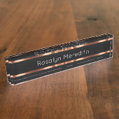 上品なバラモノグラムエグゼクティブデスクデザイン デスクネームプレート (側面)