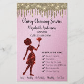 上品なバラロゴメイドクリーニングサービスモダン チラシ (正面)