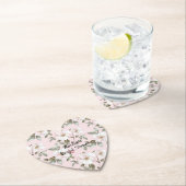 上品なバラ色の白い花のブライダルシャワー ペーパーコースター (インサイチュ)