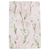 上品なバラ色の花のプリンセスシャワー ミディアムペーパーバッグ (正面)