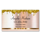 上品なバラ金ゴールドエレガント美しい マグネット名刺 (正面)