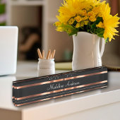 上品なバラ金ゴールドカラーレディースモノグラム デスクネームプレート