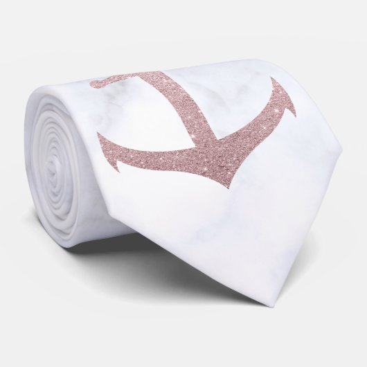 上品なバラ金ゴールドグリッターいかり&ホワイトマーブル ネクタイ (ロール)