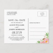 上品なバラ金ゴールドドットフローラ結婚式の日付を保存 案内ポストカード (裏面)