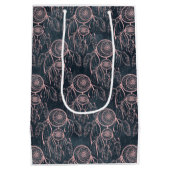 上品なバラ金ゴールドドリームキャッチャーのグレーパターン ミディアムペーパーバッグ (裏面)