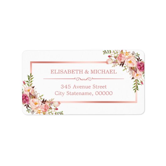 上品なバラ金ゴールドフレームエレガントフローラデコール ラベル (正面)