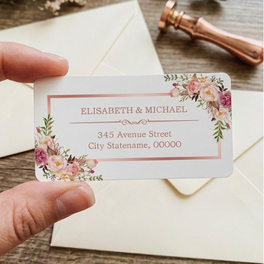 上品なバラ金ゴールドフレームエレガントフローラデコール ラベル