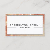 上品なバラ金ゴールドホワイト発光グリッターQRコード 名刺 (正面)