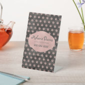 上品なバラ金ゴールドポープリントドッググルーミングカーマグネット 台座サイン (インサイチュ)