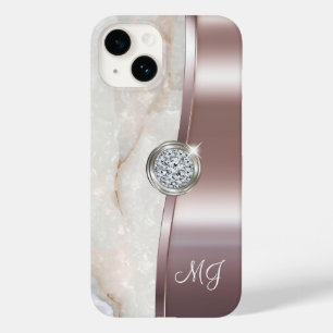 上品なバラ金ゴールドモノグラムダイヤモンドジュエルアート Case-Mate iPhone 14ケース