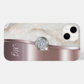 上品なバラ金ゴールドモノグラムダイヤモンドジュエルアート Case-Mate iPhoneケース (裏面 (横))