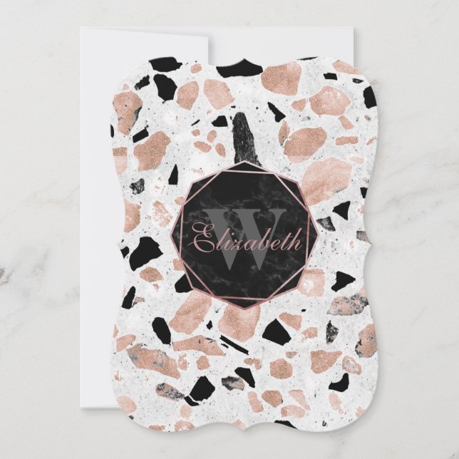 上品なバラ金ゴールドヴィンテージ大理石抽象芸術テラッツォ (正面)