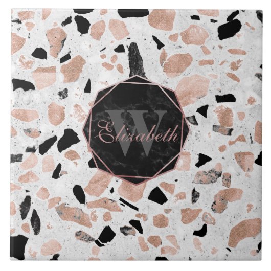 上品なバラ金ゴールドヴィンテージ大理石抽象芸術テラッツォ タイル (正面)