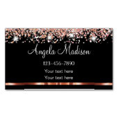 上品なバラ金ゴールド美しい マグネット名刺 (正面)