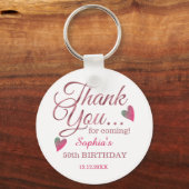 上品なバラ金ゴールド50th誕生日ありがとう キーホルダー (正面)