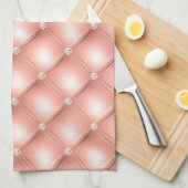 上品なバラ金ゴールド、フェイクダイヤモンドタフテッド キッチンタオル (四つ折り)