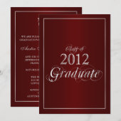 上品なバーガンディとシルバー 2012 卒業生招待状 招待状 (正面/裏面)