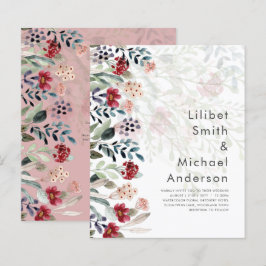 上品なバーガンディブルーの野生の花のウェディングエレガント