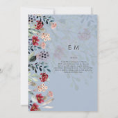 上品なバーガンディブルーの野生の花のウェディングエレガント 招待状 (裏面)