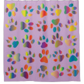 上品なパウェプリント犬の猫の動物トラック シャワーカーテン (正面)