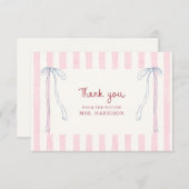 上品なパステルカラーのプリンセス風ブライズシャワーサマーパーティー サンキューカード (正面/裏面)