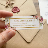 上品なパステルフラワー ホワイト シック ゴールドフレーム ラベル