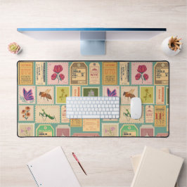 上品なパターンレトロデザインスタンプとチケット デスクマット